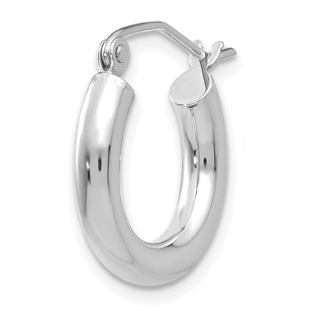 Single 14K White Gold Polished 3mm Lightweight Tube Hoop Earring