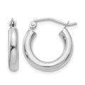 14K White Gold Polished 3mm Lightweight Tube Hoop Earrings