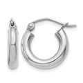 14K White Gold Polished 3mm Tube Hoop Earrings