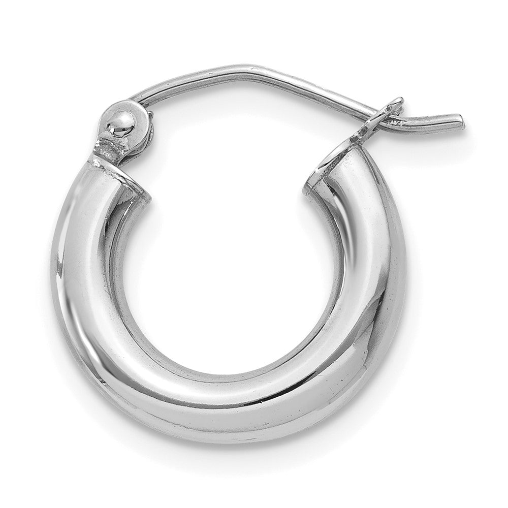 Single 14K White Gold Polished 3mm Lightweight Tube Hoop Earring