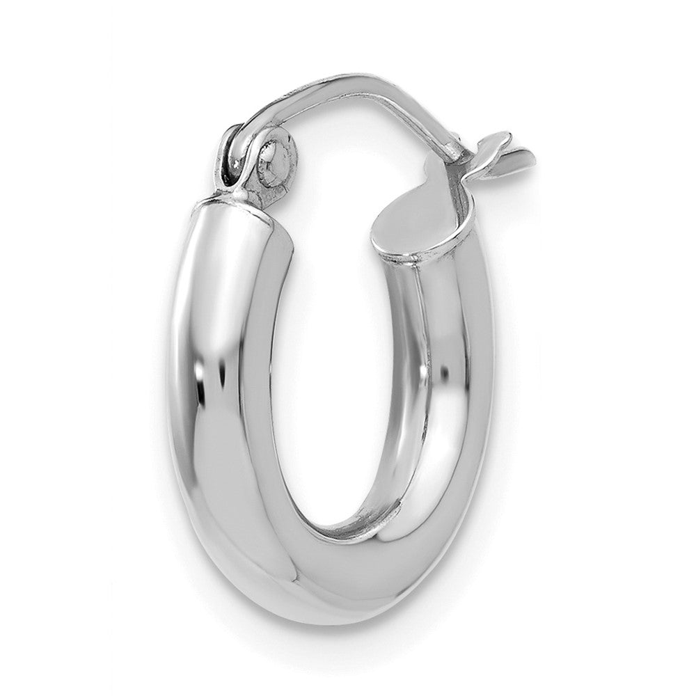 Single 14K White Gold Polished 3mm Lightweight Tube Hoop Earring