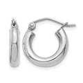14K White Gold Polished 3mm Lightweight Tube Hoop Earrings