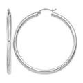 14K White Gold Polished 3mm Tube Hoop Earrings