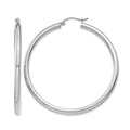 14K White Gold Polished 3mm Lightweight Tube Hoop Earrings