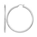 14K White Gold Polished 3mm Tube Hoop Earrings