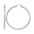 14K White Gold Polished 3mm Lightweight Tube Hoop Earrings