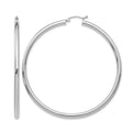 14K White Gold Polished 3mm Lightweight Tube Hoop Earrings