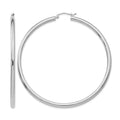 14K White Gold Polished 3mm Lightweight Tube Hoop Earrings