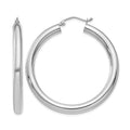 14K White Gold Polished 4mm Lightweight Tube Hoop Earrings