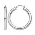 14K White Gold Polished 4mm Lightweight Tube Hoop Earrings