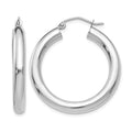 14K White Gold Polished 4mm Tube Hoop Earrings