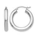 14K White Gold Polished 4mm Lightweight Tube Hoop Earrings