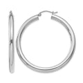 14K White Gold Polished 4mm Tube Hoop Earrings