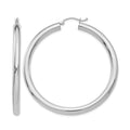 14K White Gold Polished 4mm Lightweight Tube Hoop Earrings
