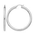 14K White Gold Polished 4mm Tube Hoop Earrings