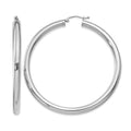 10k White Gold 4mm x 55mm Tube Hoop Earrings