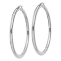 14K White Gold Polished 4mm Lightweight Tube Hoop Earrings