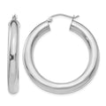 14k White Gold Polished 5mm Lightweight Hoop Earrings