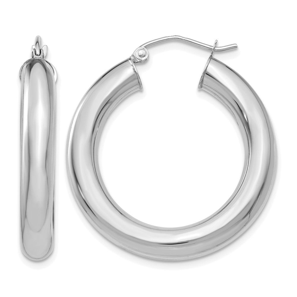 14k White Gold Polished 5mm Lightweight Hoop Earrings
