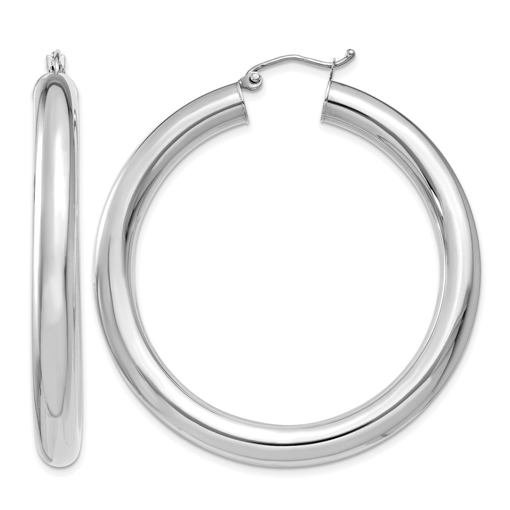 14k White Gold Polished 5mm Lightweight Hoop Earrings