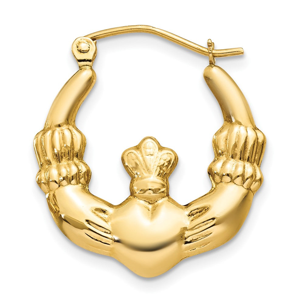 Single 14k Polished Claddagh Hoop Earring