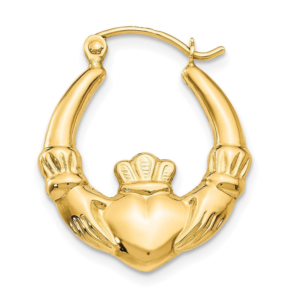 Single 14k Polished Claddagh Hoop Earring