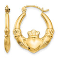 14k Polished Claddagh Hoop Earrings