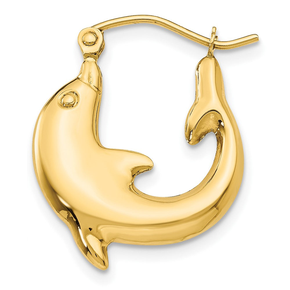 Single 14k Polished Dolphin Hoop Earring