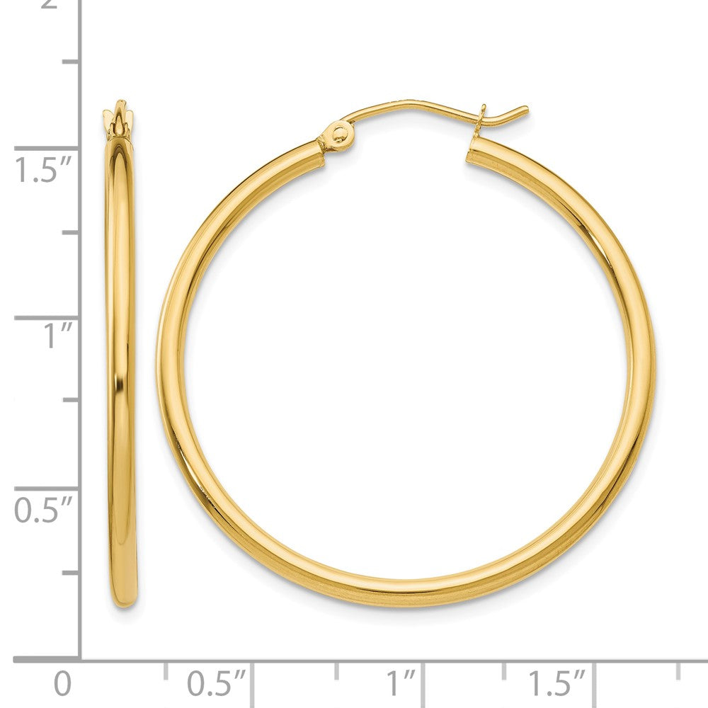 14k Polished 2x35mm Tube Hoop Earrings
