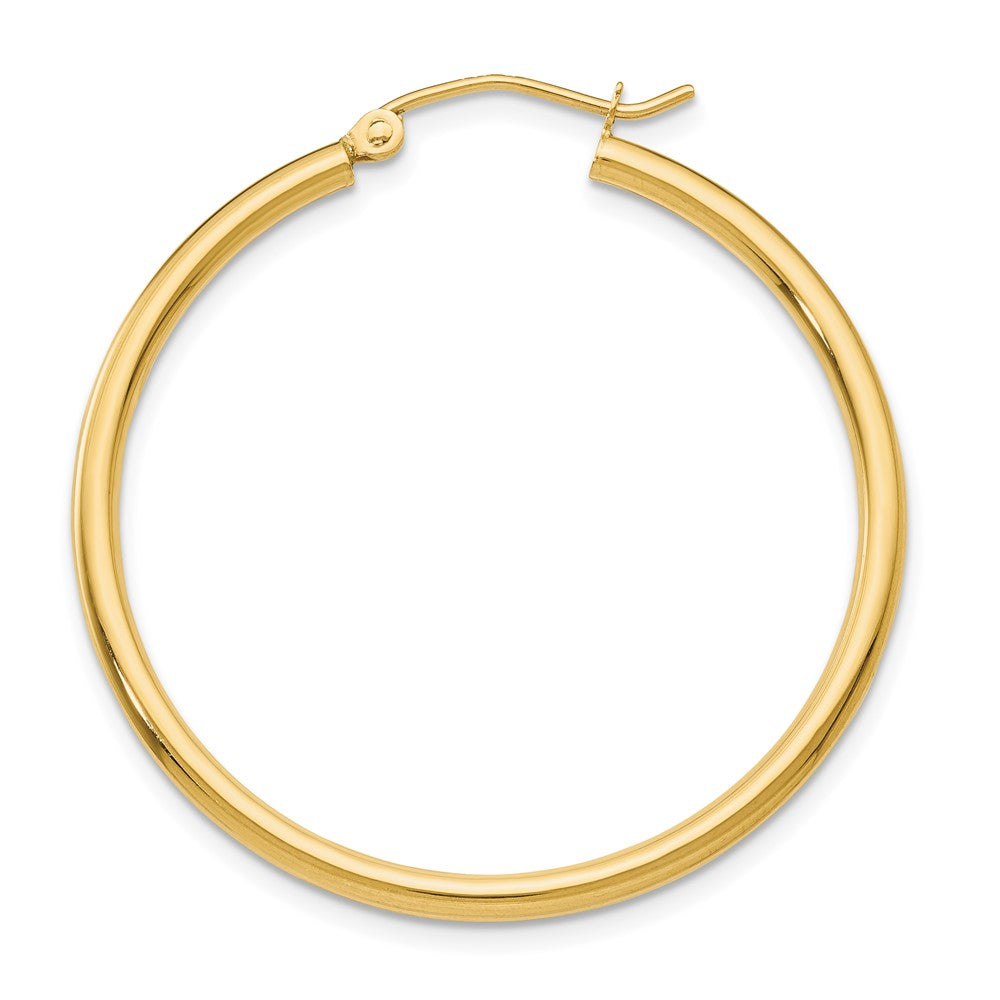 Single 14k Polished 2x35mm Tube Hoop Earring
