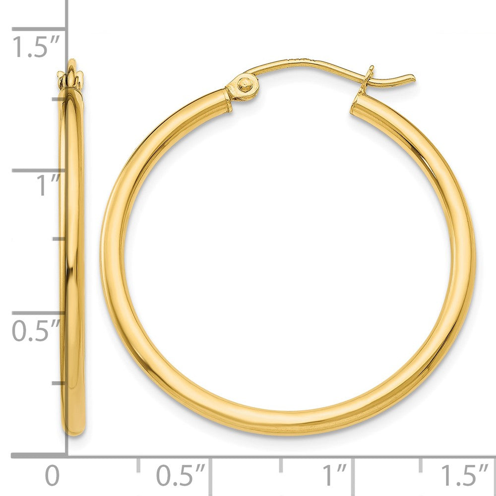 14k Polished 2x30mm Tube Hoop Earrings