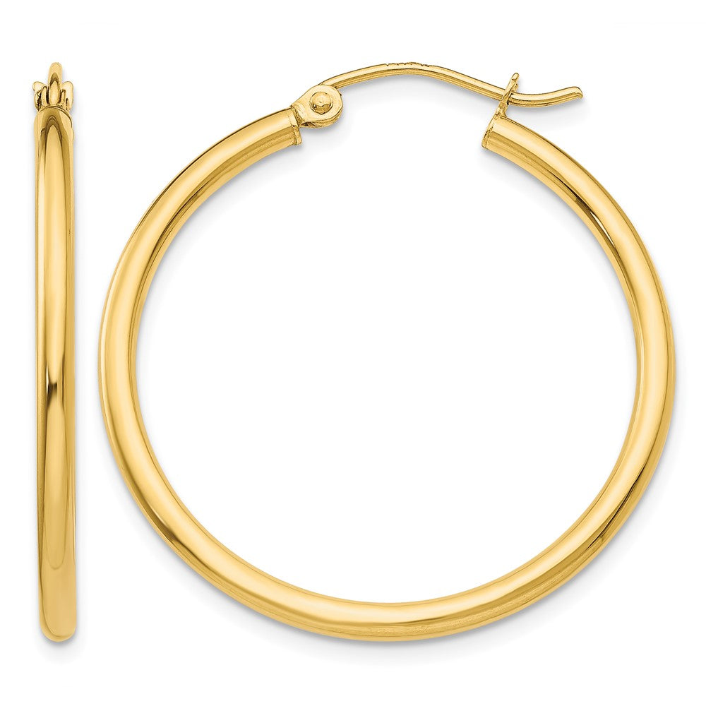14k Polished 2x30mm Tube Hoop Earrings