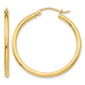 14k Polished 2x30mm Tube Hoop Earrings