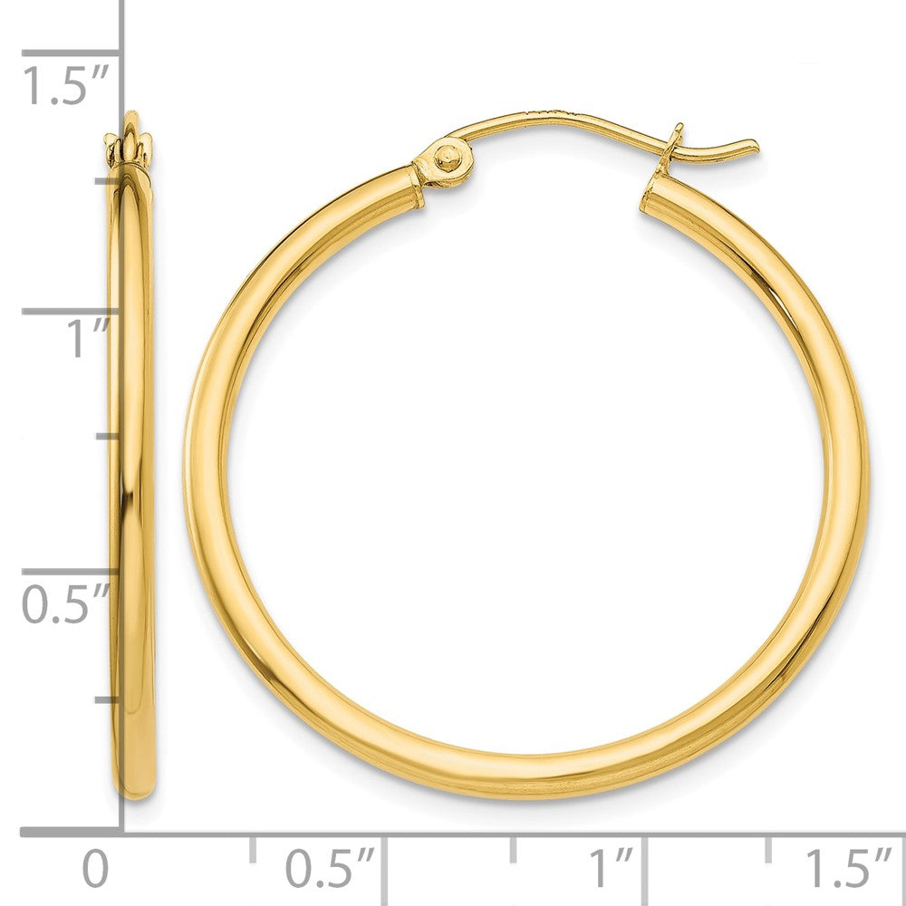 14k Polished 2x30mm Lightweight Tube Hoop Earrings