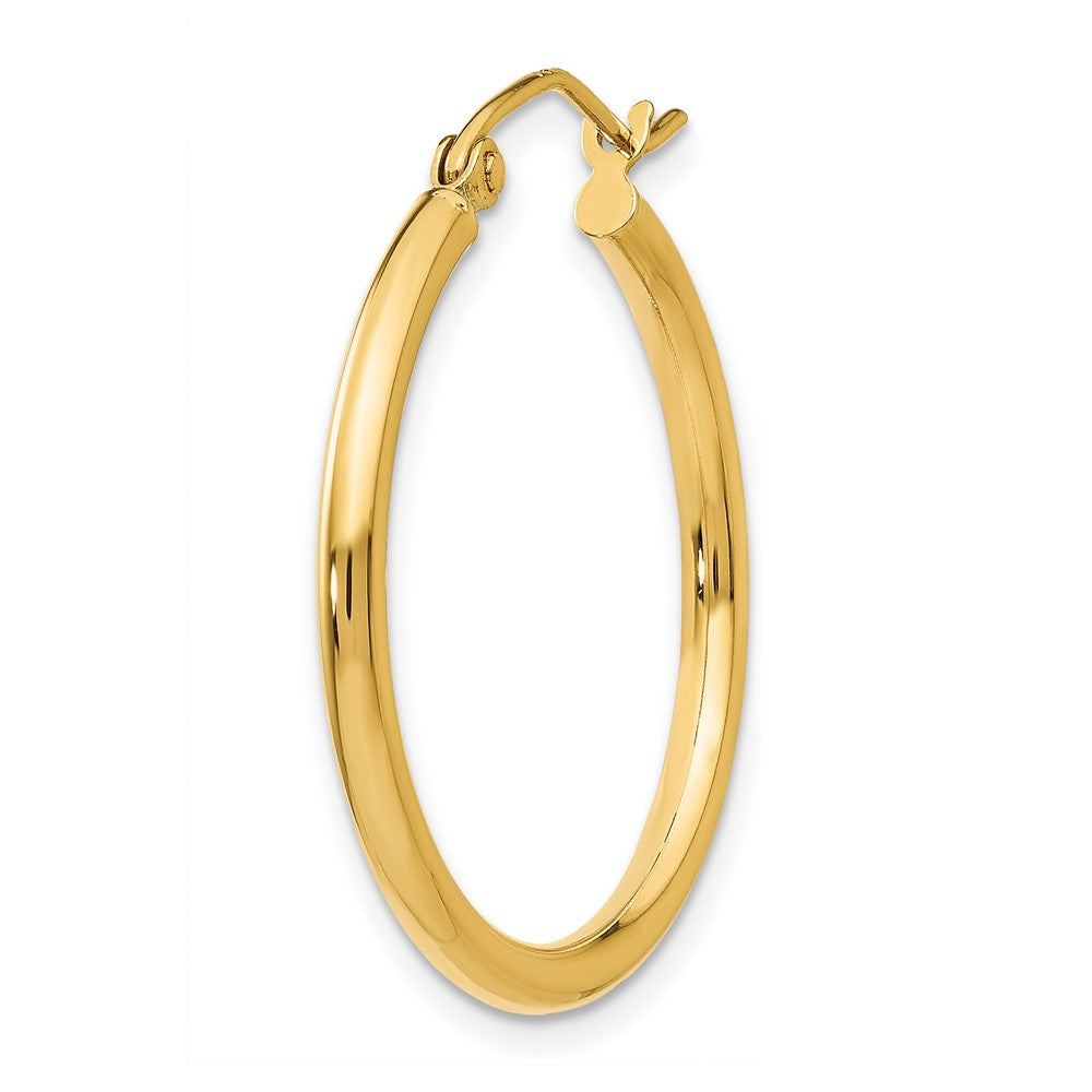 Single 14k Polished 2x25mm Tube Hoop Earring