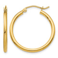 14k Polished 2x25mm Tube Hoop Earrings