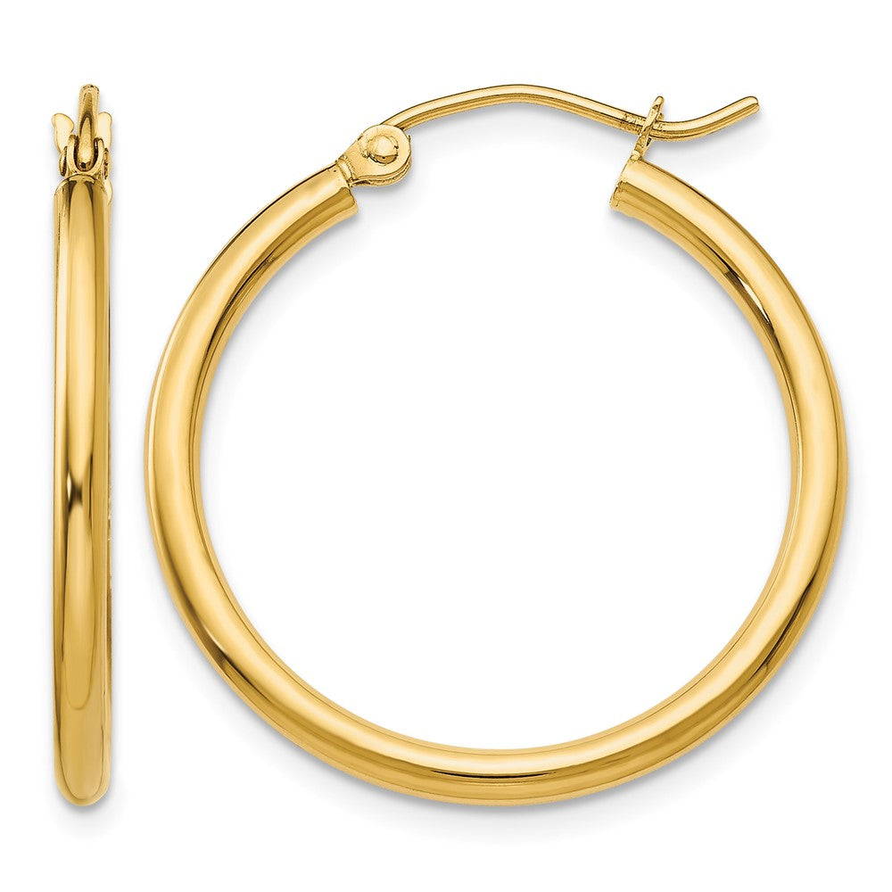 14k Polished 2x25mm Tube Hoop Earrings