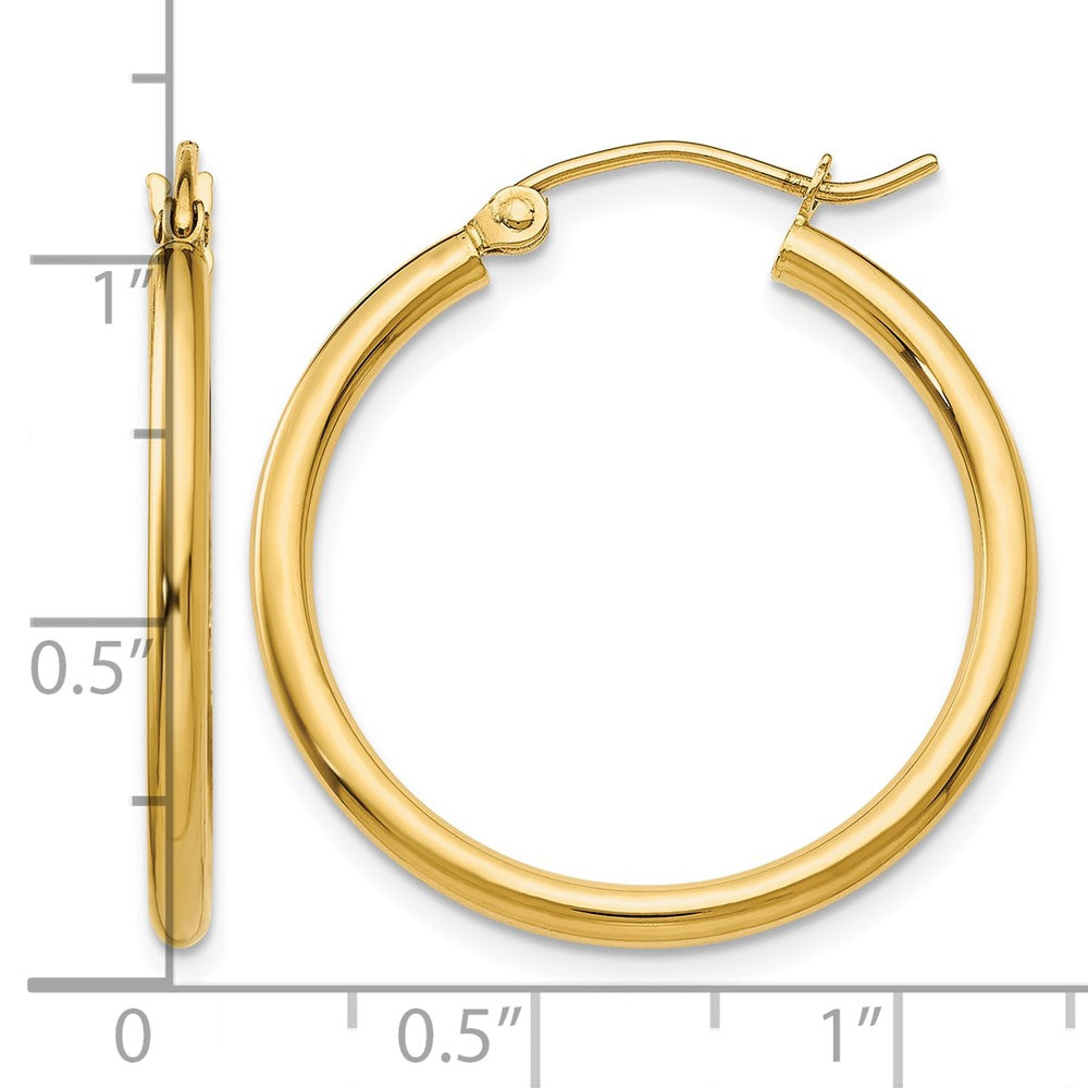 14k Polished 2x25mm Lightweight Tube Hoop Earrings