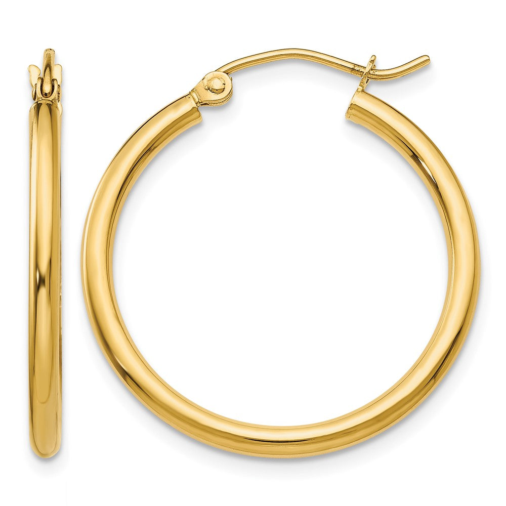 14k Polished 2x25mm Lightweight Tube Hoop Earrings