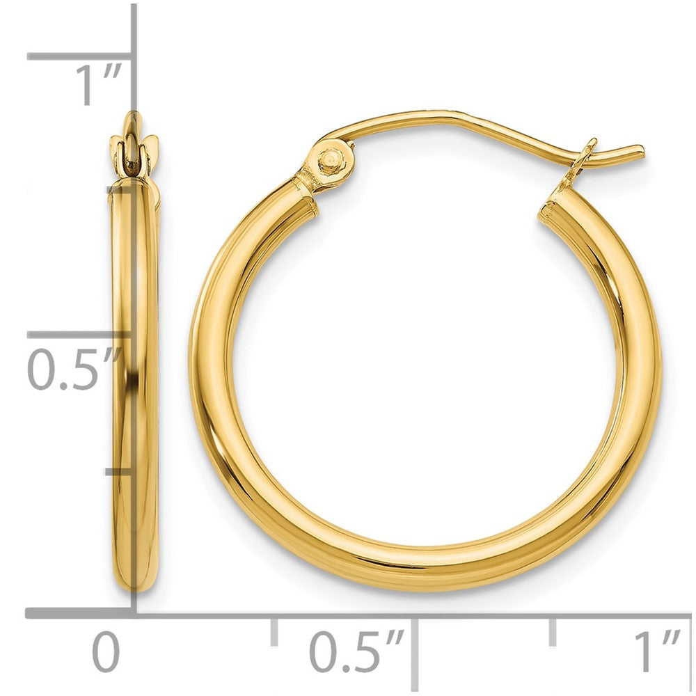 14k Polished 2x20mm Tube Hoop Earrings