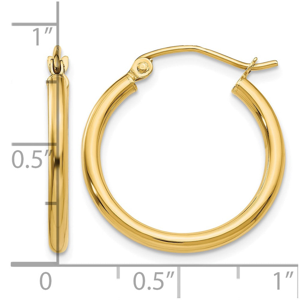 14k Polished 2x20mm Lightweight Tube Hoop Earrings
