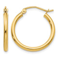 14k Polished 2x20mm Lightweight Tube Hoop Earrings