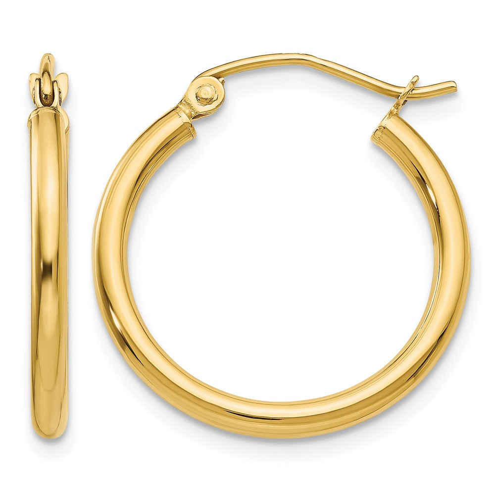 14k Polished 2x20mm Lightweight Tube Hoop Earrings