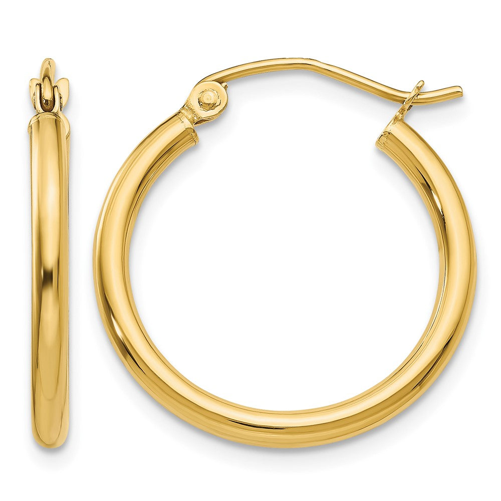 14k Polished 2x20mm Tube Hoop Earrings