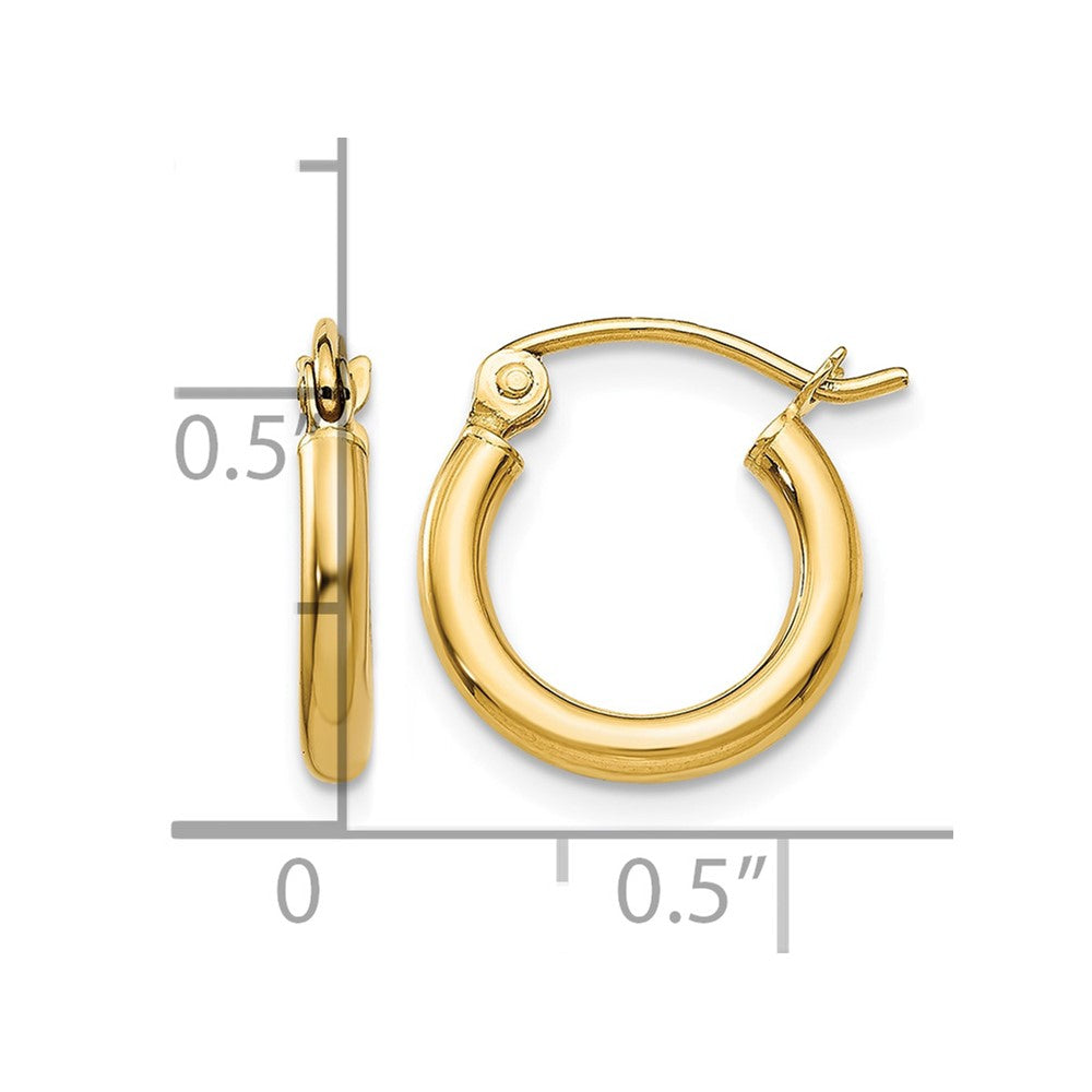14k Polished 2x12mm Tube Hoop Earrings