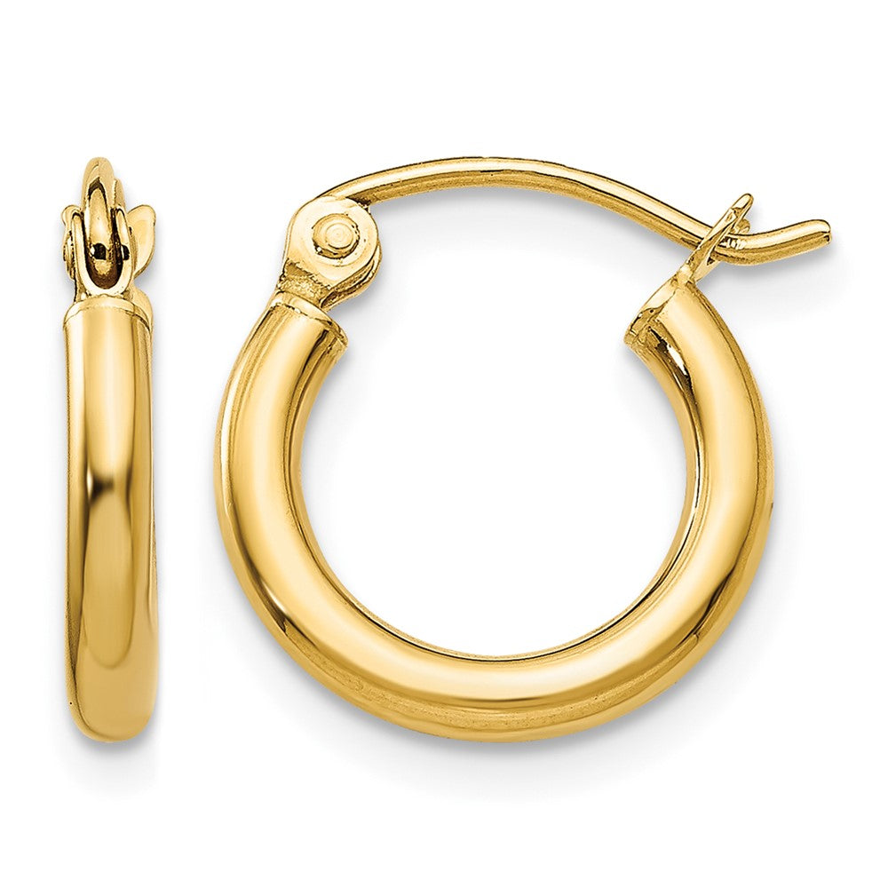 14k Polished 2x12mm Tube Hoop Earrings