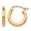 14k Polished 2x12mm Lightweight Tube Hoop Earrings