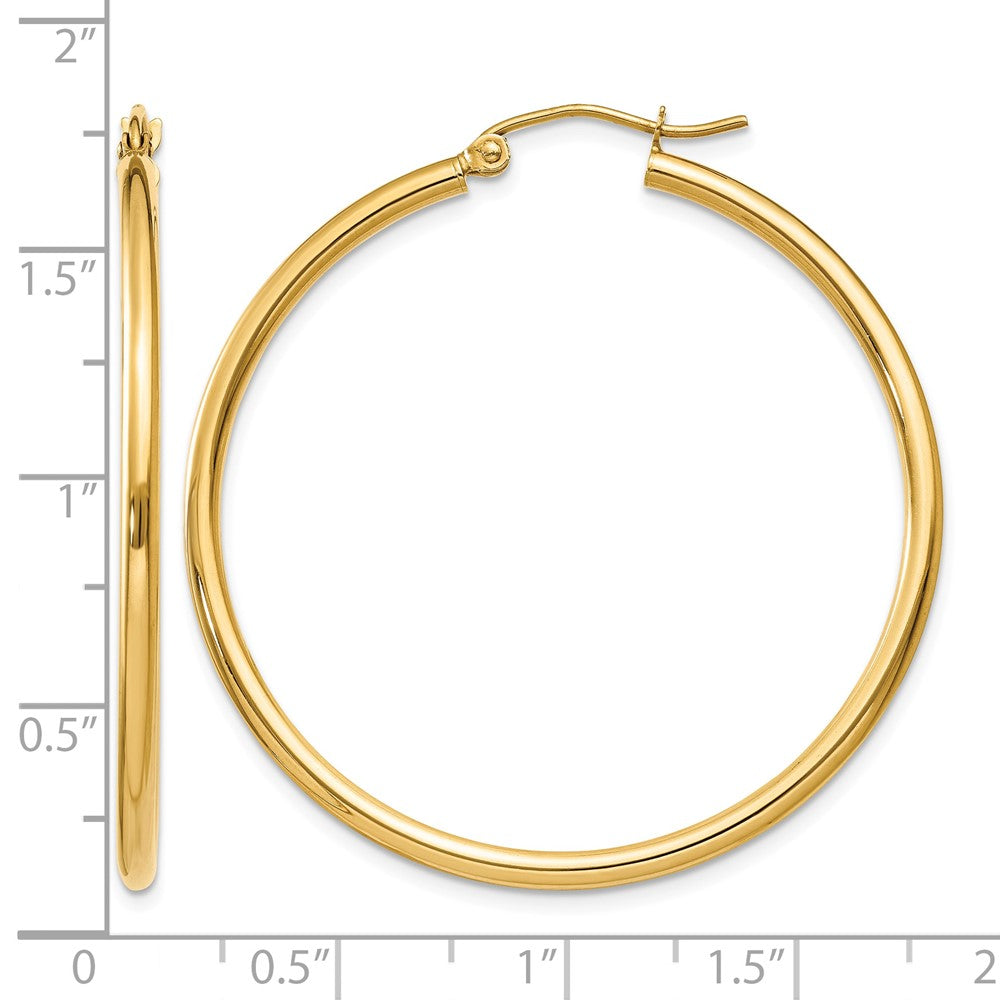 14k Polished 2x40mm Tube Hoop Earrings