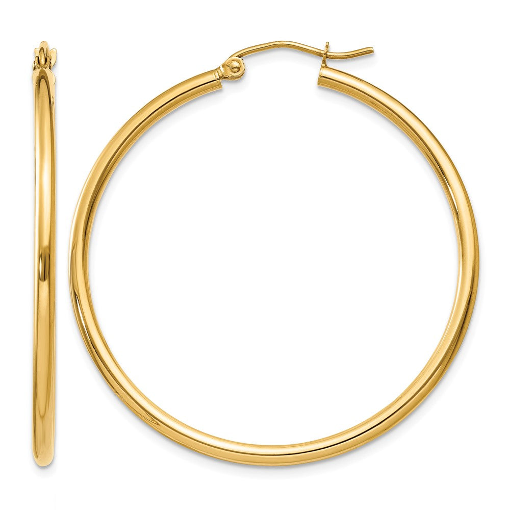 14k Polished 2x40mm Tube Hoop Earrings