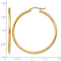 14k Polished 2x40mm Lightweight Tube Hoop Earrings